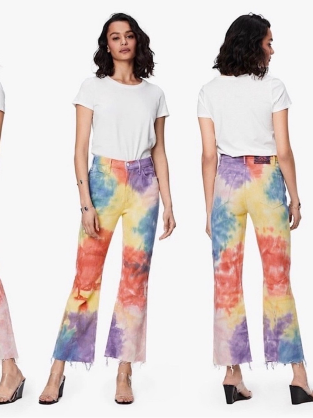MOTHER The Hustler Ankle Fray in Mystical AF pastel tie dye jeans sz 26